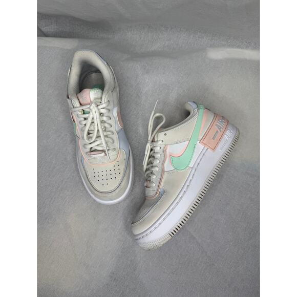 Nike Air Force One AF1 Sneaker Trainer Shadow Mint Peach 6.5 - Picture 10 of 12